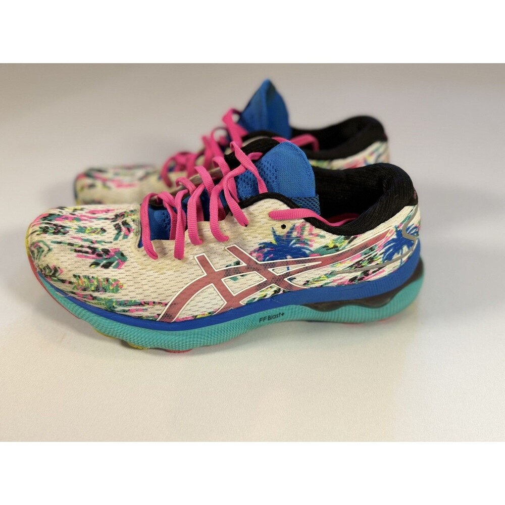 Asics Gel Nimbus 24 Womens Sz 8.5 M Tropical White Pink Running Sneakers Shoes - Picture 14 of 15